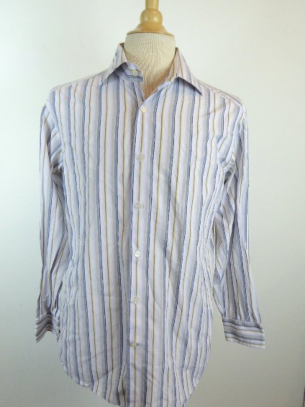 EQUILIBRIO ITALY blue stripe shirt 16-16.5 L